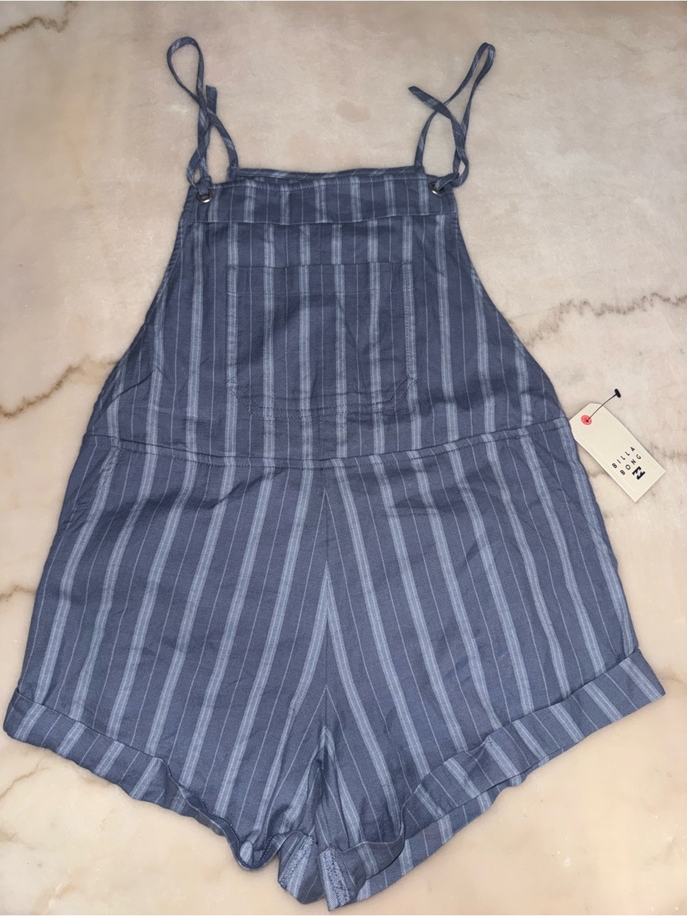 Billabong Blue Striped Cotton Short Romper